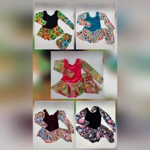 5 pcs Ice Figure Skating Dress Child XS Velvet Dance Costume with Skate Covers